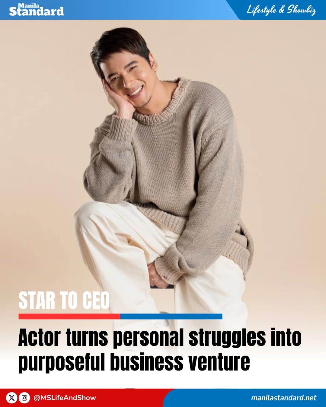 Actor turns personal struggles into purposeful business venture Jasper Valdez By Jasper Valdez - Manila Standard
